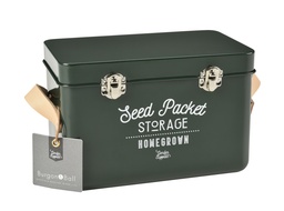 [12-007600] Boîte de semences de couleur vert foncé avec poignées en cuir
