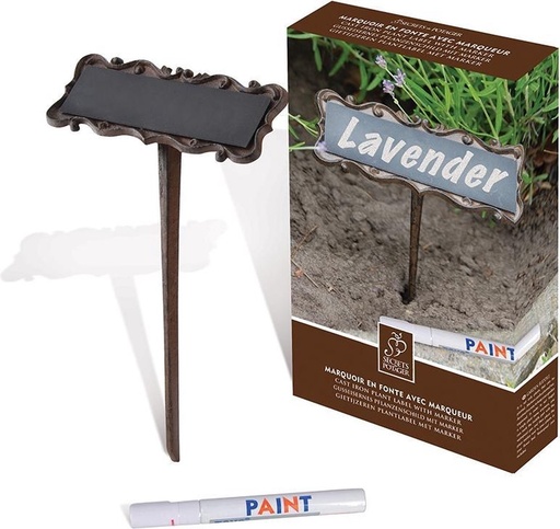 [ESG-W2003] Gietijzeren plantlabel met marker antiekbruin