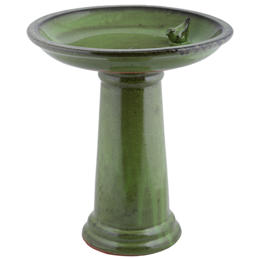 [ESS-FB424] VOGELBAD OP VOET KERAMIEK GROEN