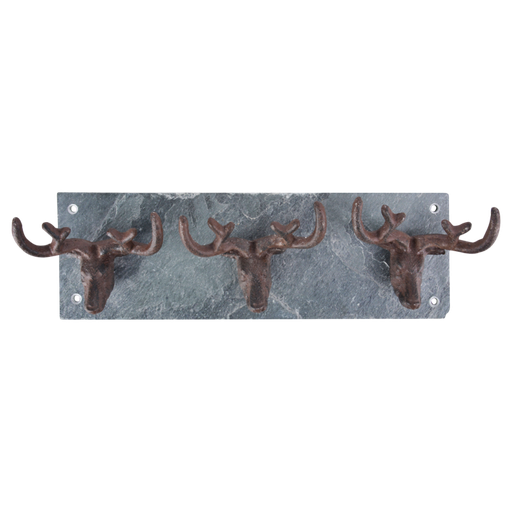 [ESS-LH184] 3 Haken hert op leisteenplaat