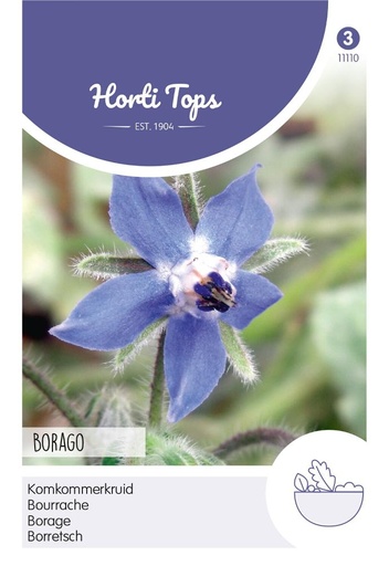 [02-011110] Komkommerkruid (Borage) BLAUWBLOEMIG - ca 2 g