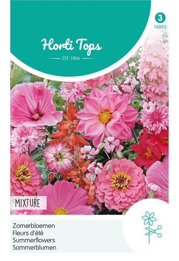 [02-014893] Zomerbloemen rose/rode tinten - ca 2 g