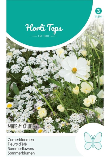 [02-014894] Zomerbloemen WITTE tinten - ca 2 g