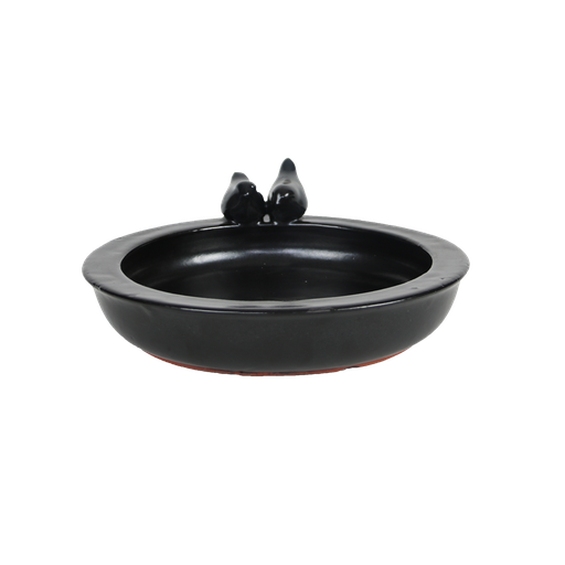 [ESS-FB487] Vogelbad keramiek rond zwart - ca 30 cm