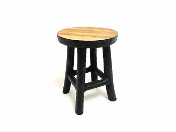 [VDL304804] STOOL TEAK NATUREL/ZWART D17H22cm