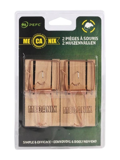 [EQ-PIE-02049] 2 MUIZENVALLEN in hout - eenvoudig en doeltreffend