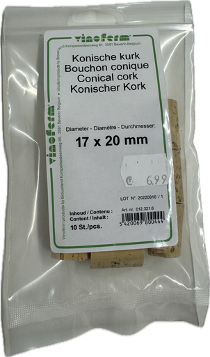 [012.321.6] Konische kurken 17 x 20 mm - 10 st