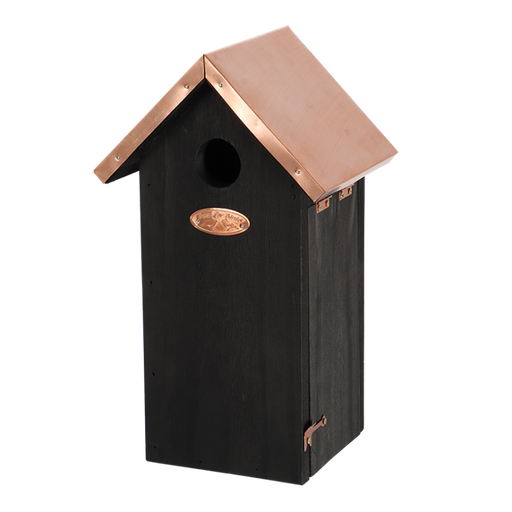 [ESS-NK117] Nestkast Koolmees, zwart met koper dak