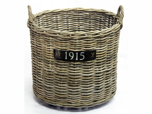 [901404B] HAARDMAND ROTAN GRIJS ca. 65 x 60 cm, met wielen